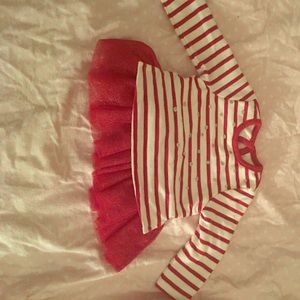 Long Sleeve Red And White Baby Girl Shirt