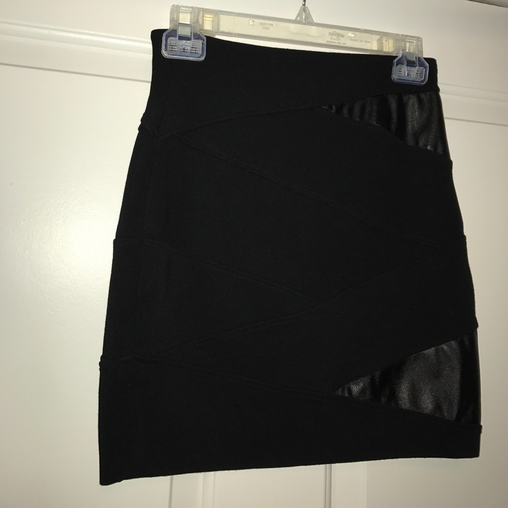 Talula High Waisted Leather Panel Pencil Skirt