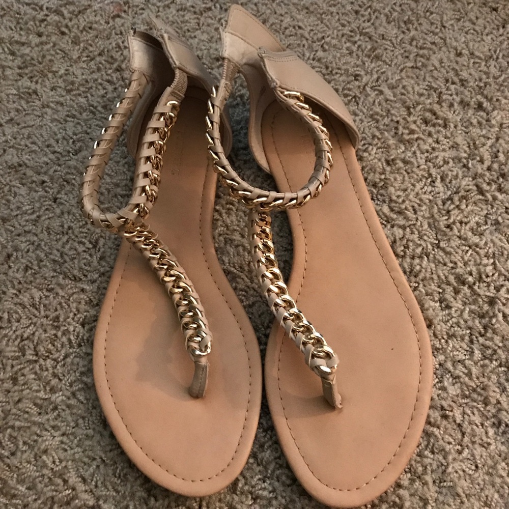 Nude gold chain sandals