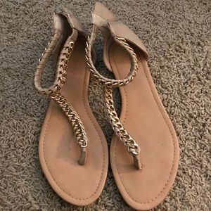 Nude gold chain sandals