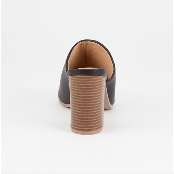 Black Chic Peep Toe Open Back Mules - Picture 4 of 5