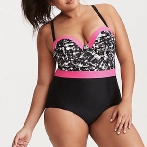 Torrid Pink & Black One Piece Swimsuit - NWT