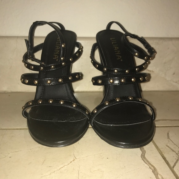 Maia black studded ankle strap heels - Picture 1 of 6