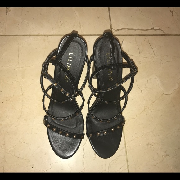 Maia black studded ankle strap heels - Picture 2 of 6