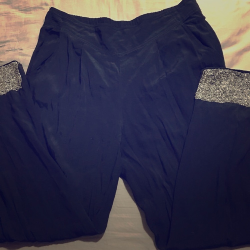 SOLD*** Free People Black Pants with Beaded Hem