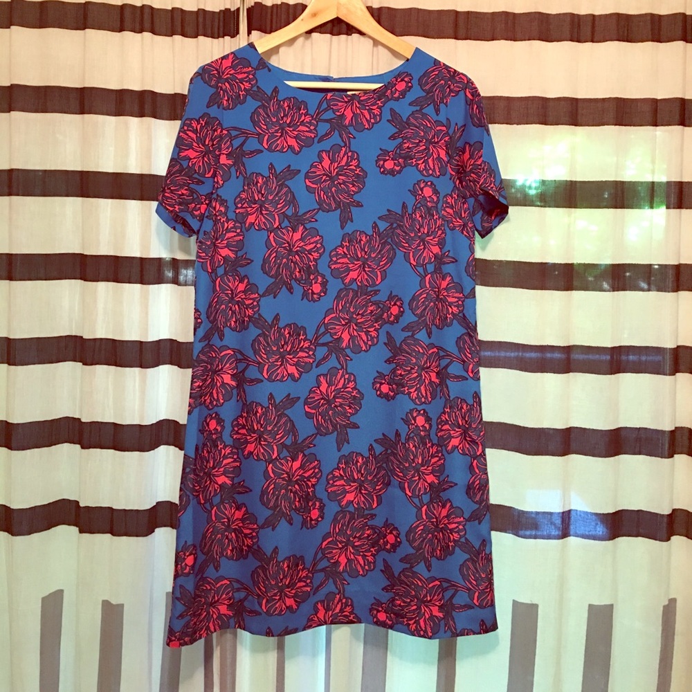 J. Crew bold floral print shift dress. Size 8