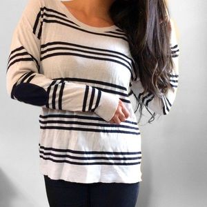 J.Crew triple stripe elbow patch sweater L
