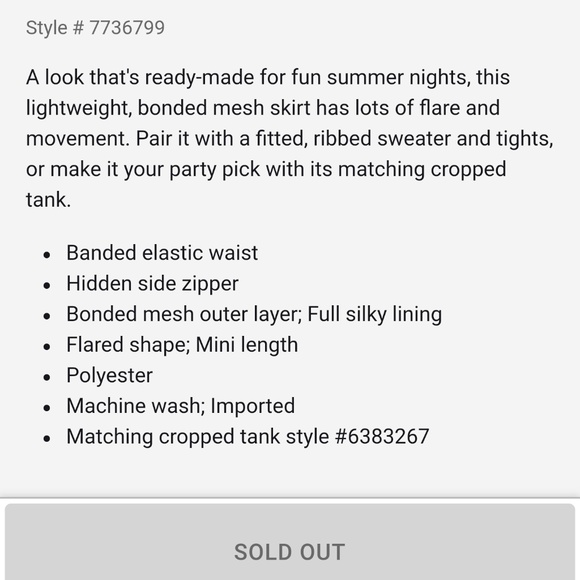 EXPRESS IVORY BONDED MESH CROPPED TANK &FULL SKIRT - Picture 4 of 8