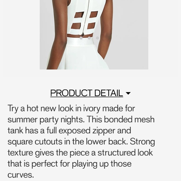 EXPRESS IVORY BONDED MESH CROPPED TANK &FULL SKIRT - Picture 5 of 8