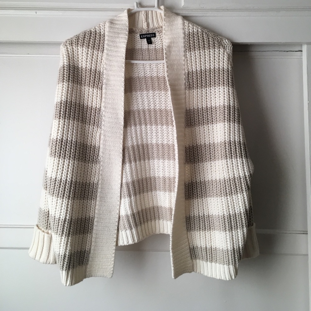 Beige and Taupe Express Striped Cardigan