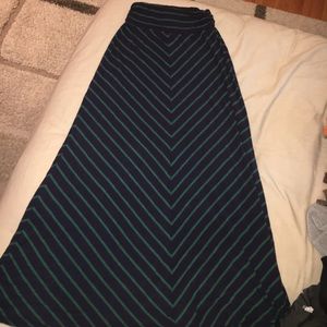 Navy Blue & Green Chevron Maxi Skirt