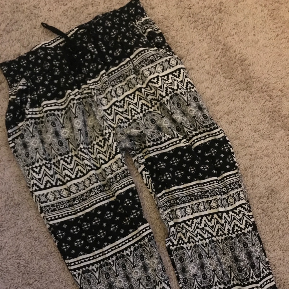 Black and white tribal joggers