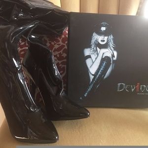 black patent pleather boots size 11