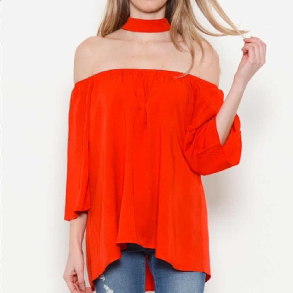 Choker Off The Shoulder Top Red