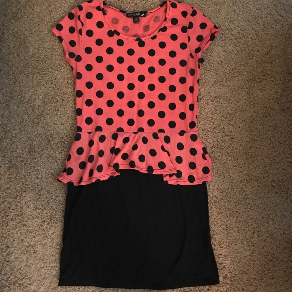 Polka dot peplum dress