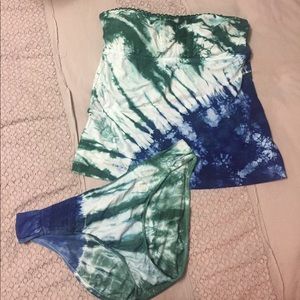 Lucky Brand tie-dye lace swimsuit