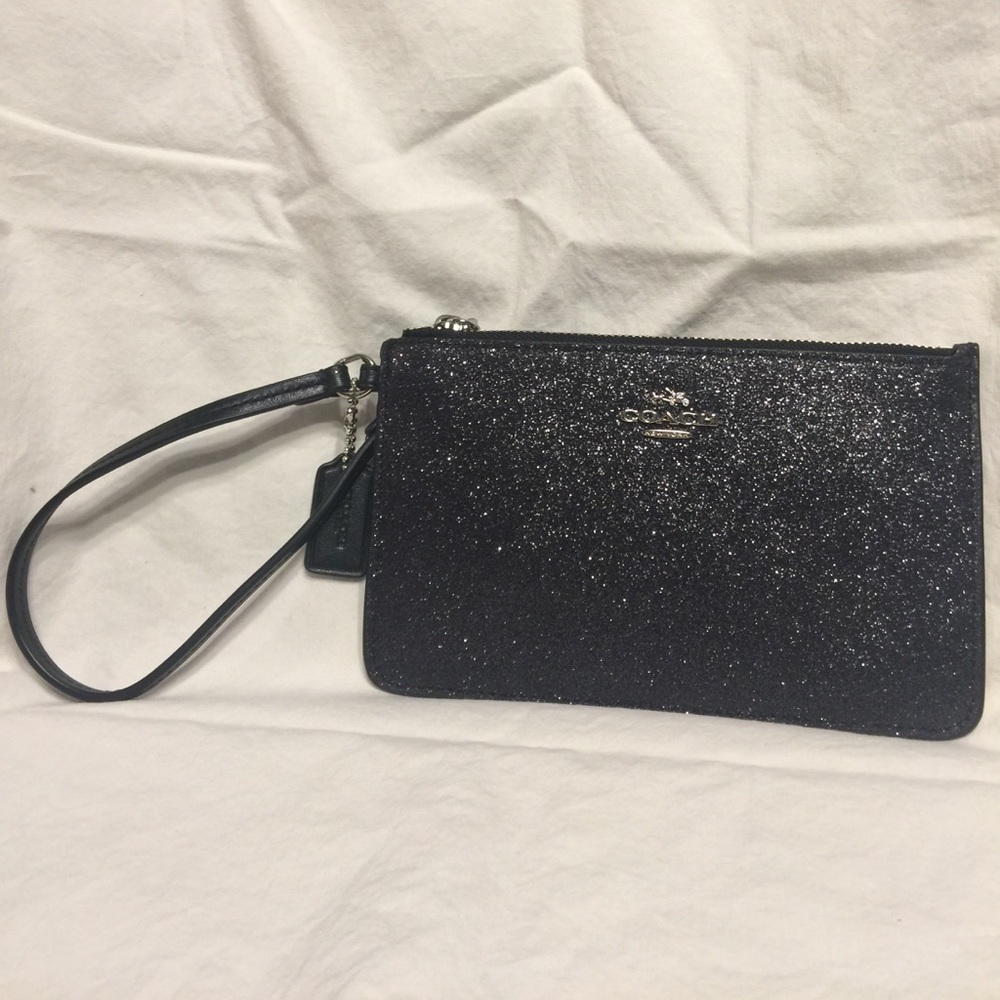 Black glitter Coach wristlet
