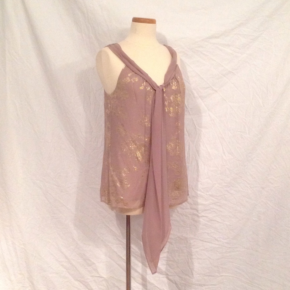 Lavender Top w/ Gold Floral Accents