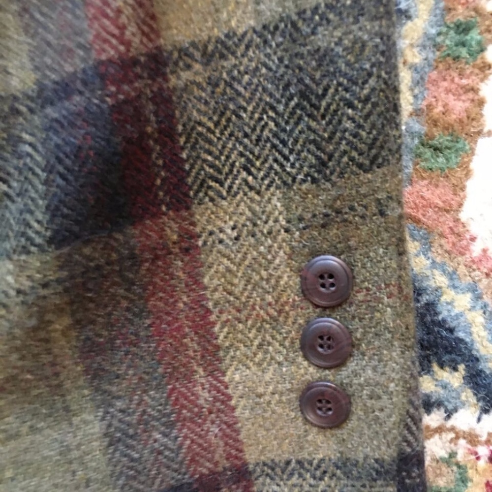 Vintage Plaid Eddie Bauer Peacoat 100% Wool 1990's - Picture 5 of 6