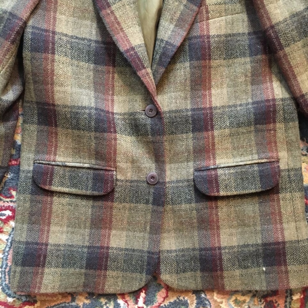 Vintage Plaid Eddie Bauer Peacoat 100% Wool 1990's - Picture 2 of 6