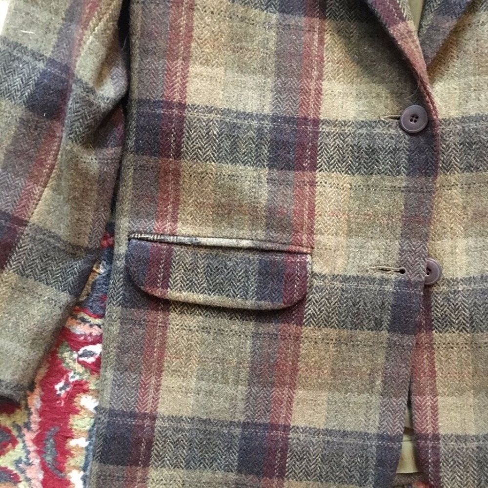 Vintage Plaid Eddie Bauer Peacoat 100% Wool 1990's - Picture 3 of 6