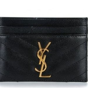 Saint Laurent YSL Credit Card Holder In Black Cavi