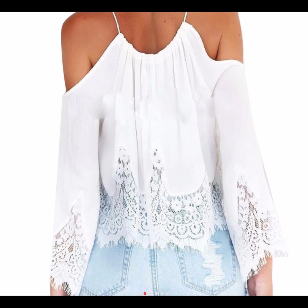 OFF SHOULDER LACE BOHO TOP.       1 left - Picture 2 of 5