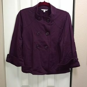 Cabi Plum Crop Terry Jacket