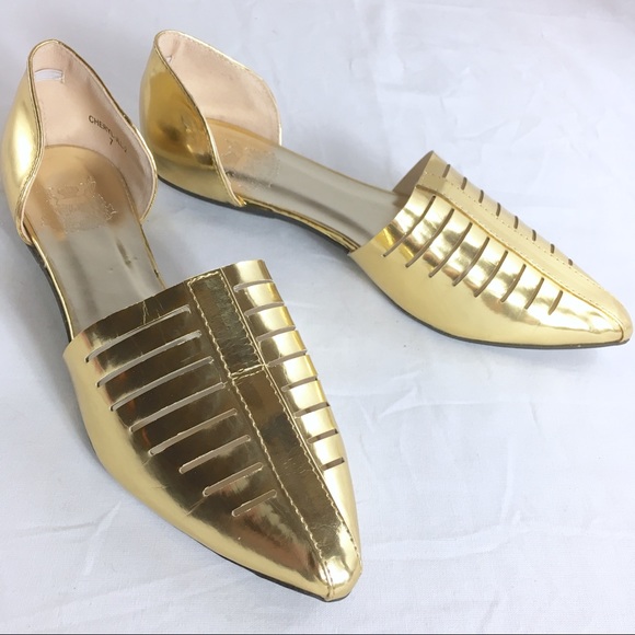 Cape Robbin Shoes - CAPE ROBBIN Metallic Gold d'Orsay Faux Patent Sz.7