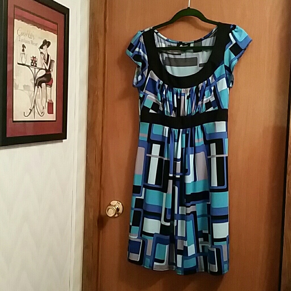 Blue Black AB Studio ColorBlock Dress