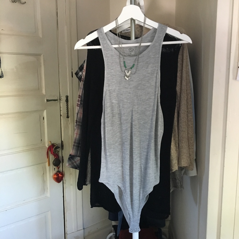 Grey Jersey Knit Bodysuit