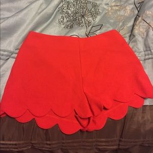 Red scalloped shorts