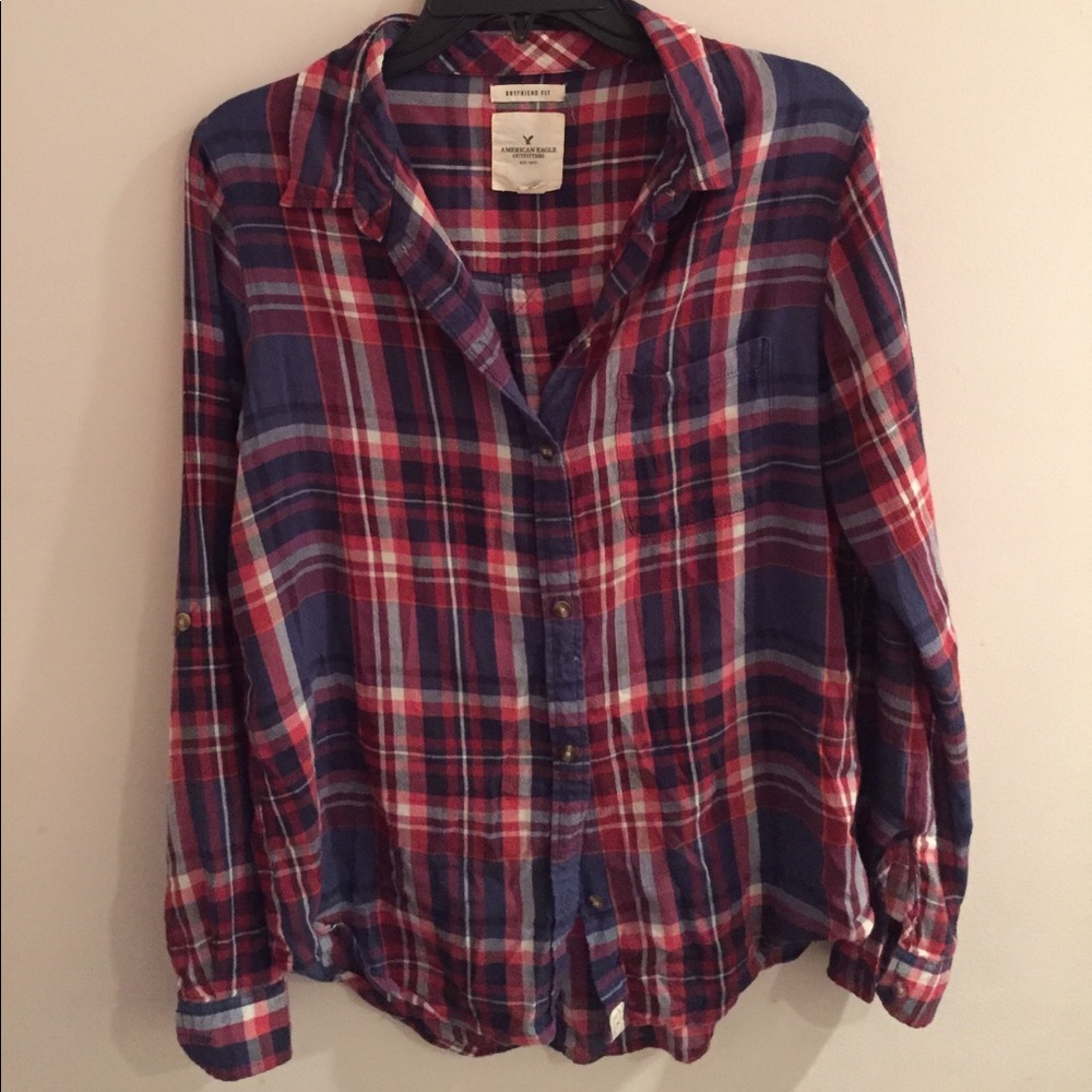 AEO boyfriend fit plaid flannel