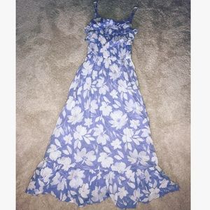 Blue and White Floral Maxi Dress