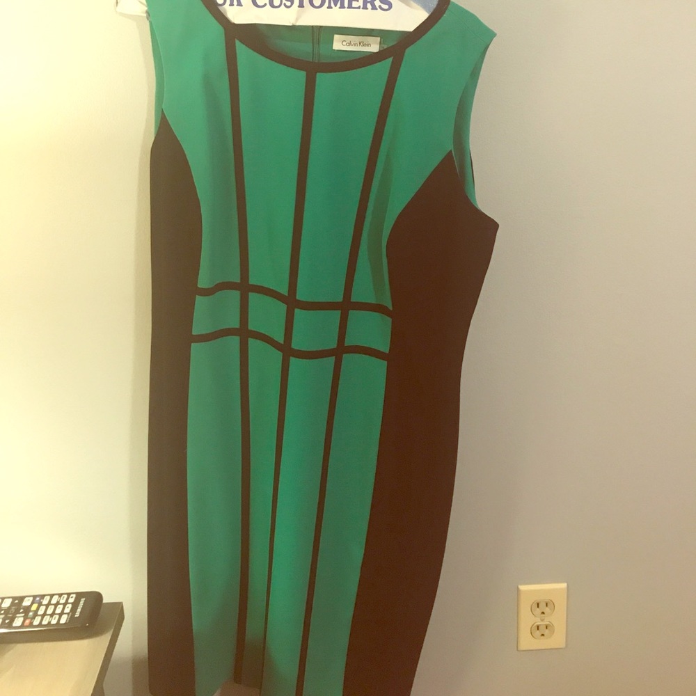 Form fitting Kelly green and black dress