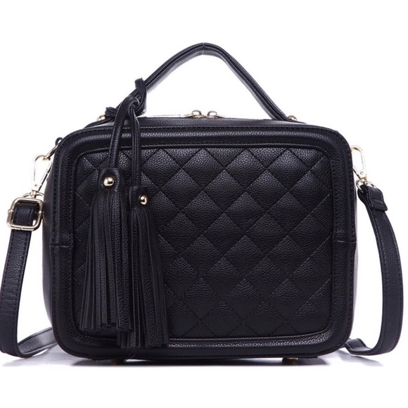 Quilted Box Satchel/Crossbody/Make-Up Case - Picture 2 of 4