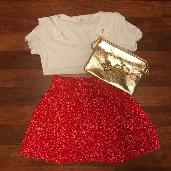 *NWT* Gap / Red and White Spotted Circle Skirt with Ruched Waist / M - Picture 3 of 4