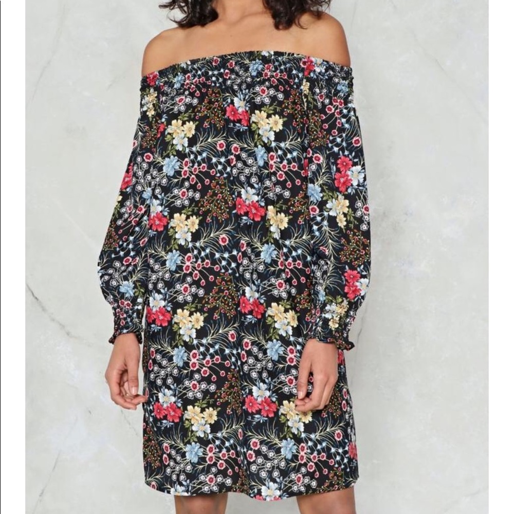 Nasty Gal off the shoulder floral dress.