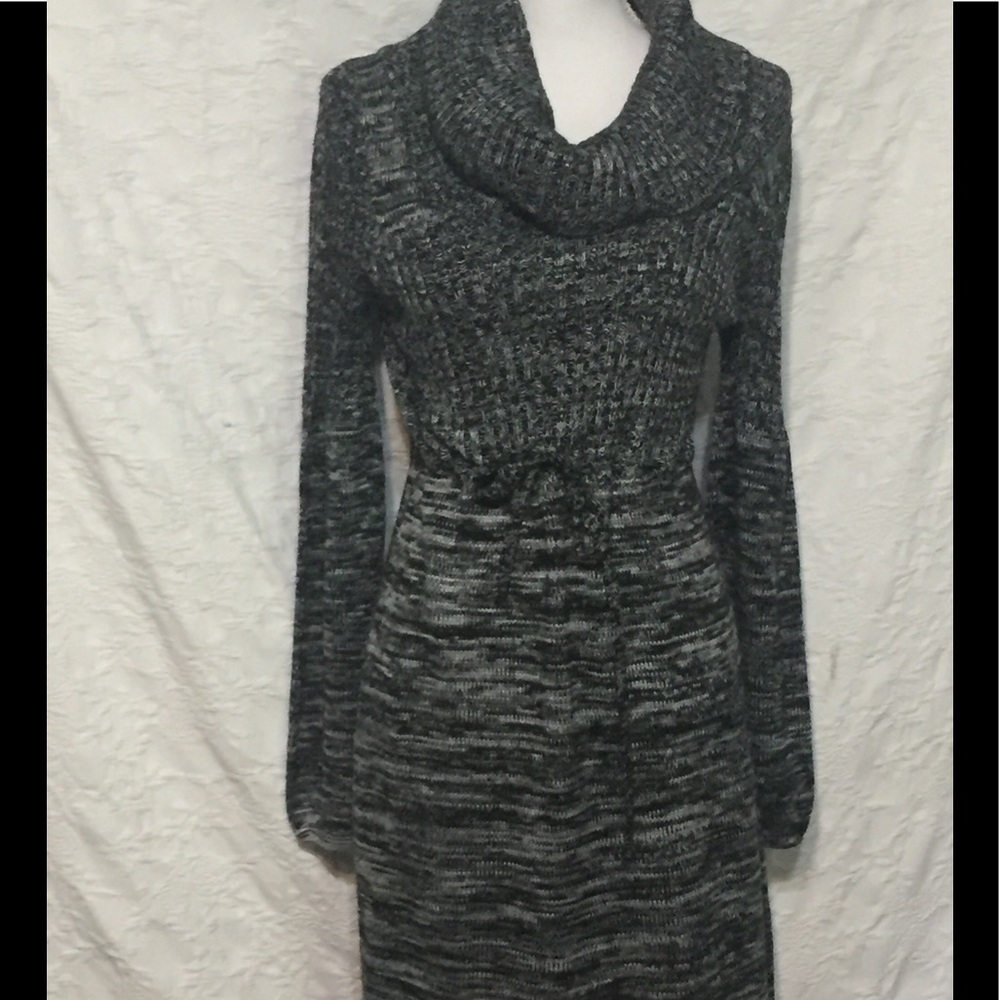 Calvin Klein Grey Sweater Dress Tie Waist Size M