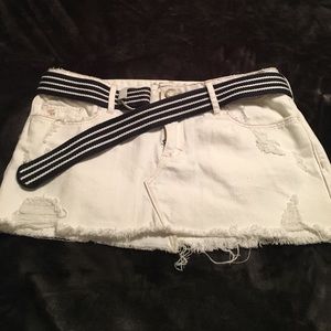 Abercrombie & Fitch distressed white jean skirt