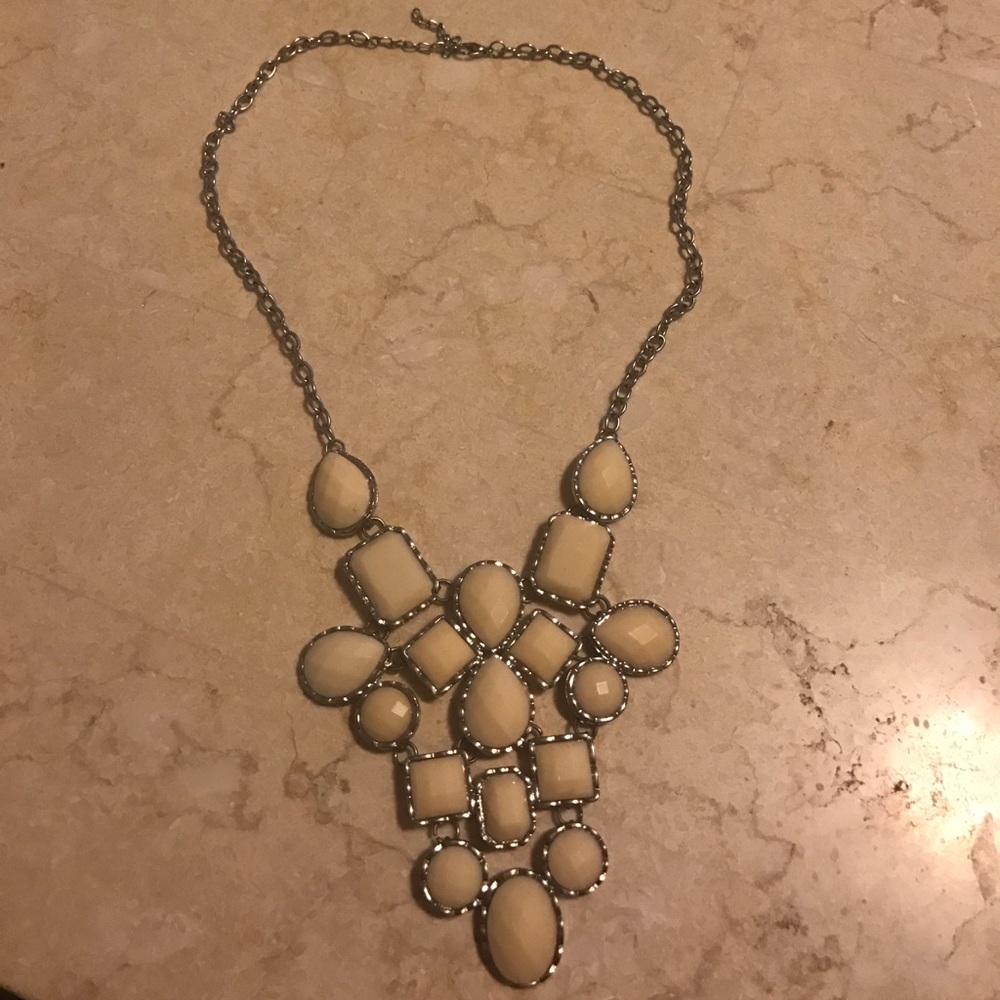 White and silver statement necklace