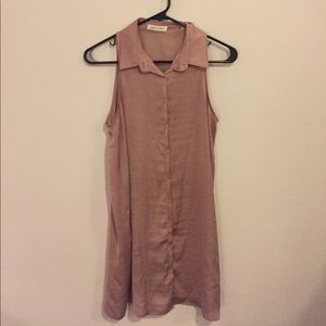 Brown silky button down dress!