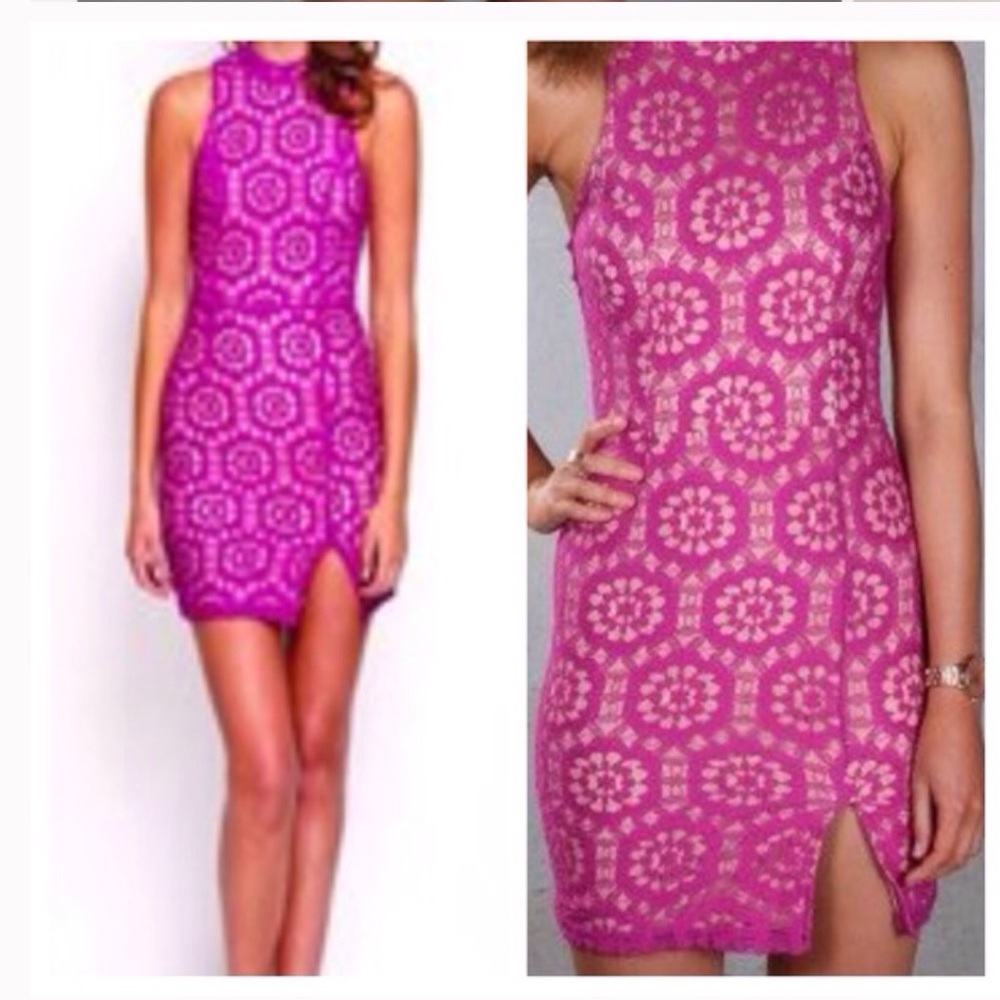 NWT Fuchsia / Hot Pink Lace Cocktail Dress