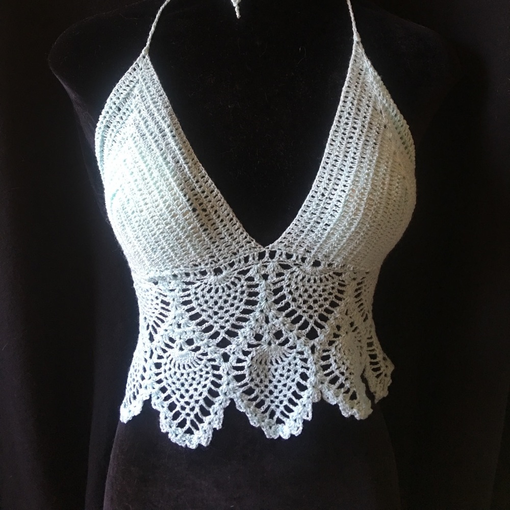 Mint green crochet top
