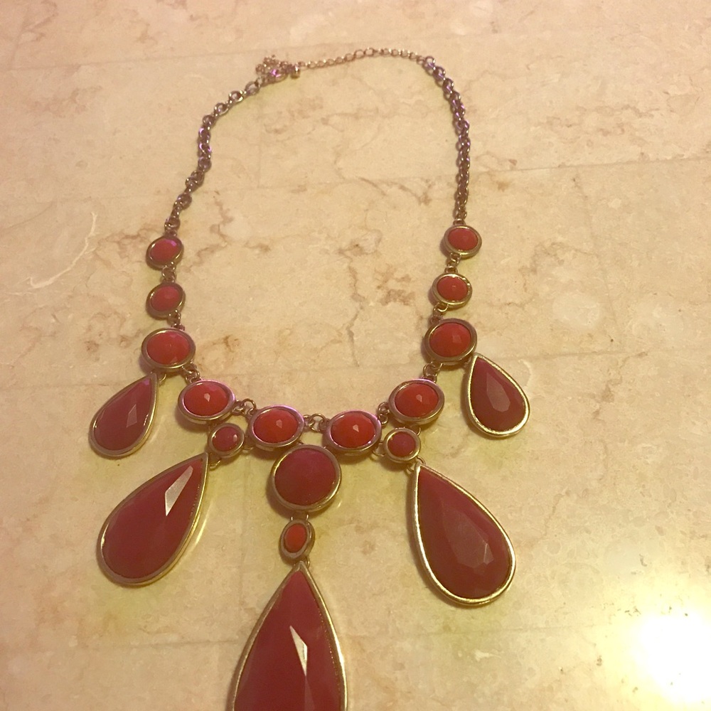 Maroon and gold statement necklace!
