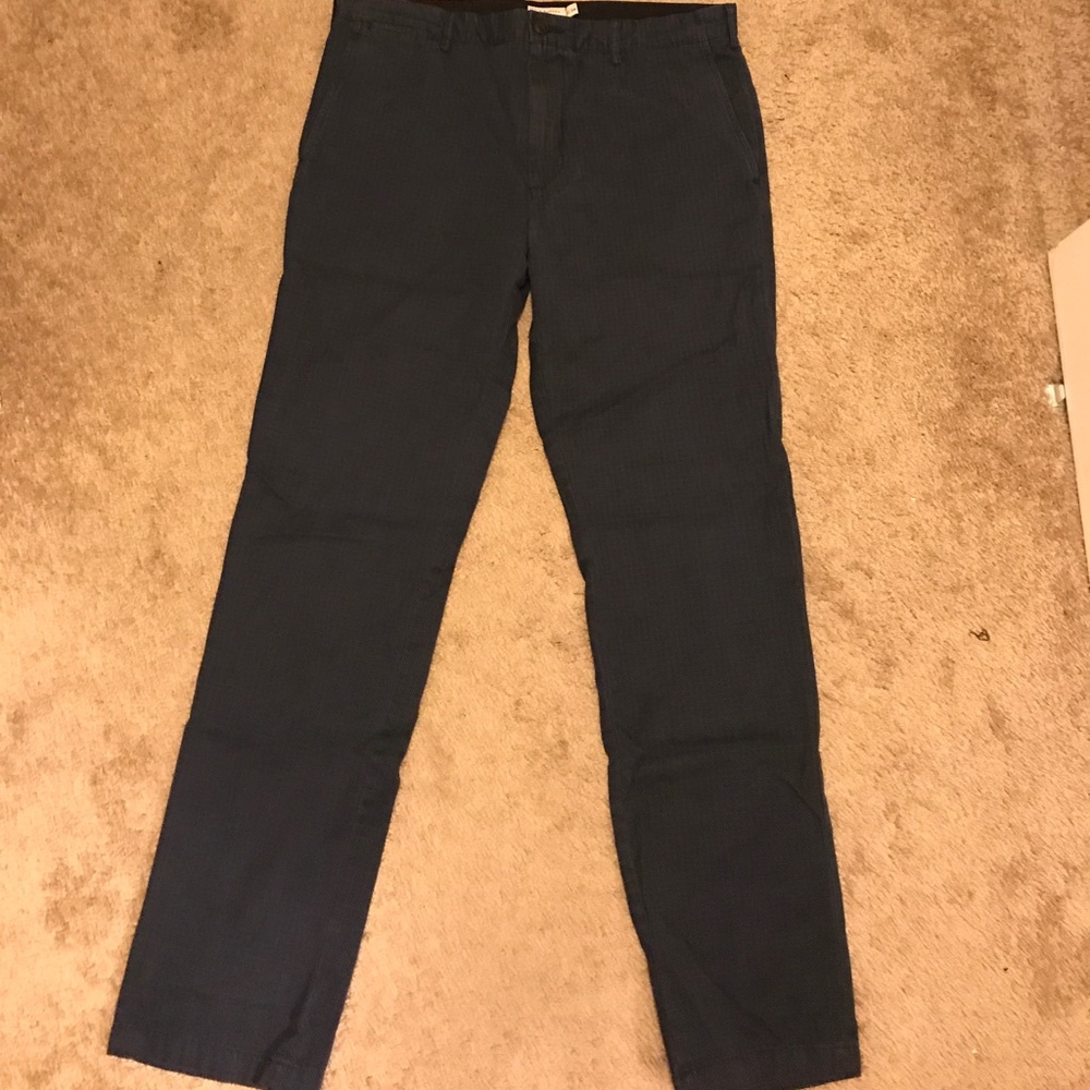 Club Monaco Navy Patterned Davis Slim Chinos