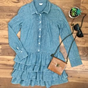J. Crew 'mona' chambray denim ruffled dress