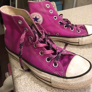 Magenta converse high tops