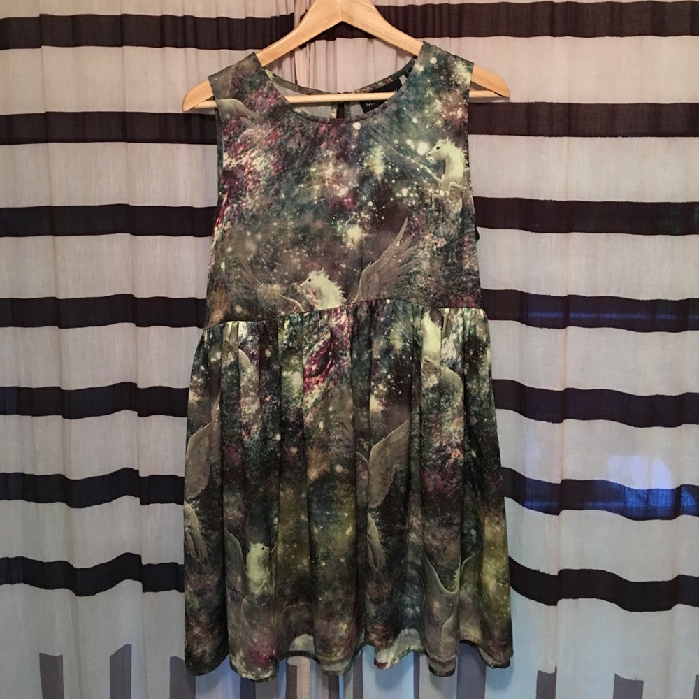 MinkPink babydoll dress Pegasus print. Size L