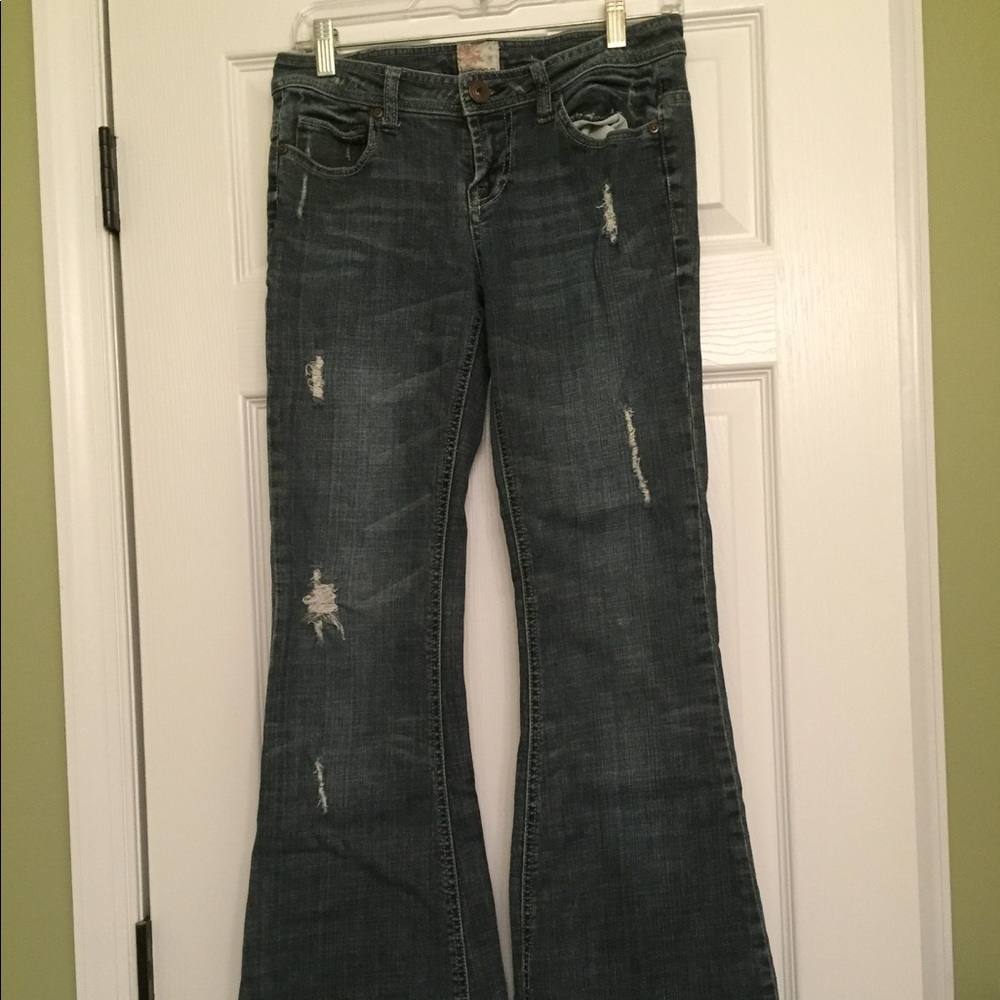 Arden B flare distressed jeans
